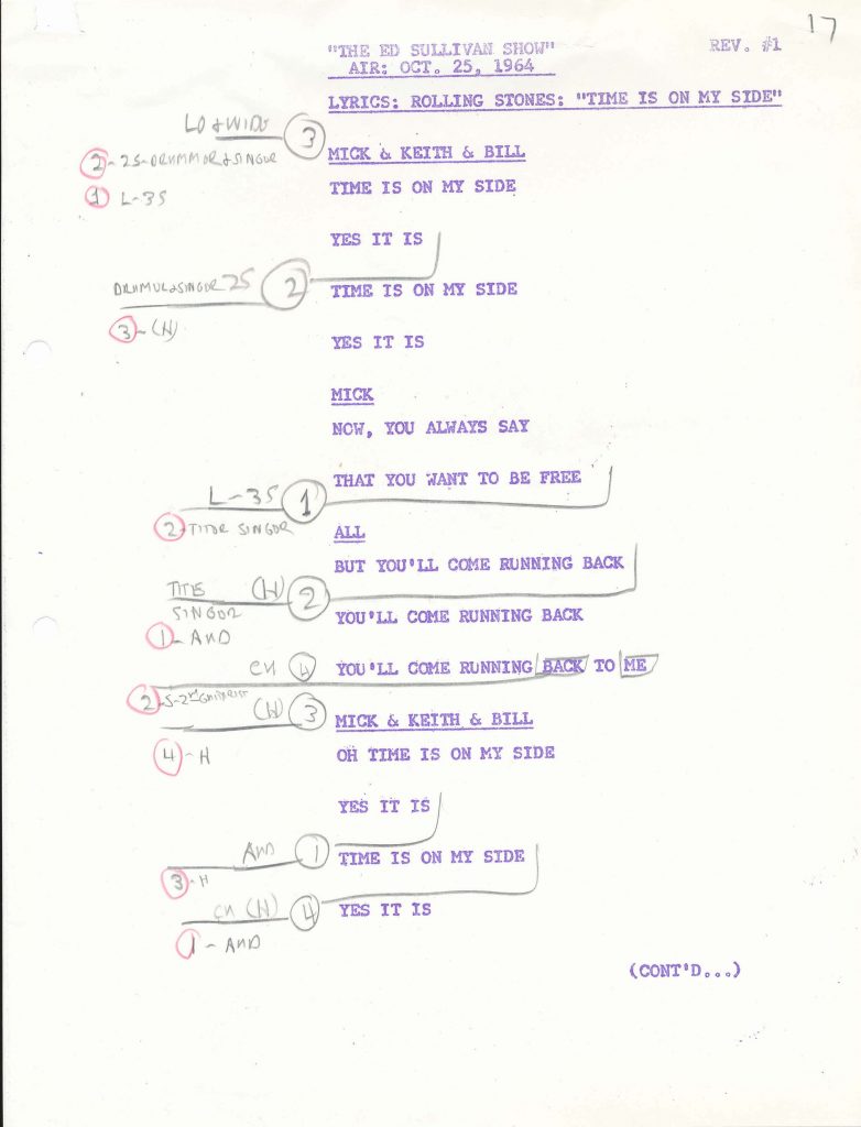Time Is On My Side Lyric Sheet 10-25-64_Page_1